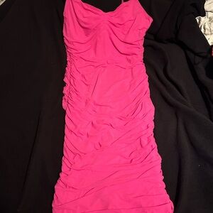 Elegant Pink Ruched Dress